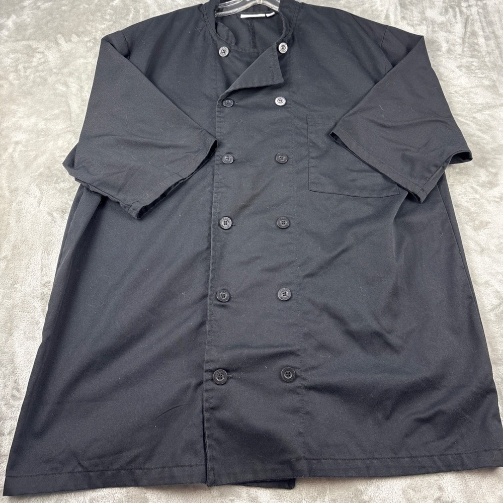 Chef Works Black Double Breasted Short Sleeve Chef Coat Jacket Mens XL Twill